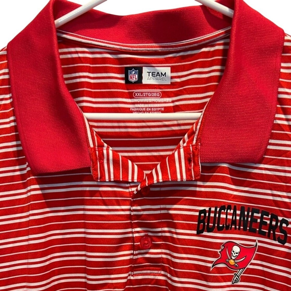 NFL Team Apparel Tampa Bay Buccaneers Polo‎ XXL Men's Red White Striped Shirt